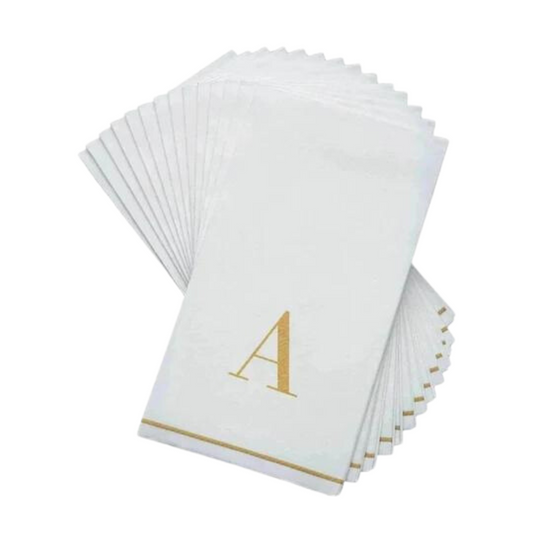 Letter A Gold Monogram Paper Disposable Dinner Napkins | 14 Napkins Napkins Luxe Party NYC   