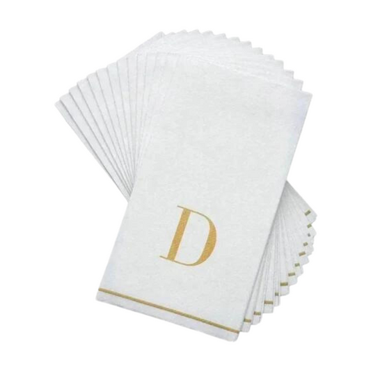 Letter D Gold Monogram Paper Disposable Dinner Napkins | 14 Napkins Napkins Luxe Party NYC   