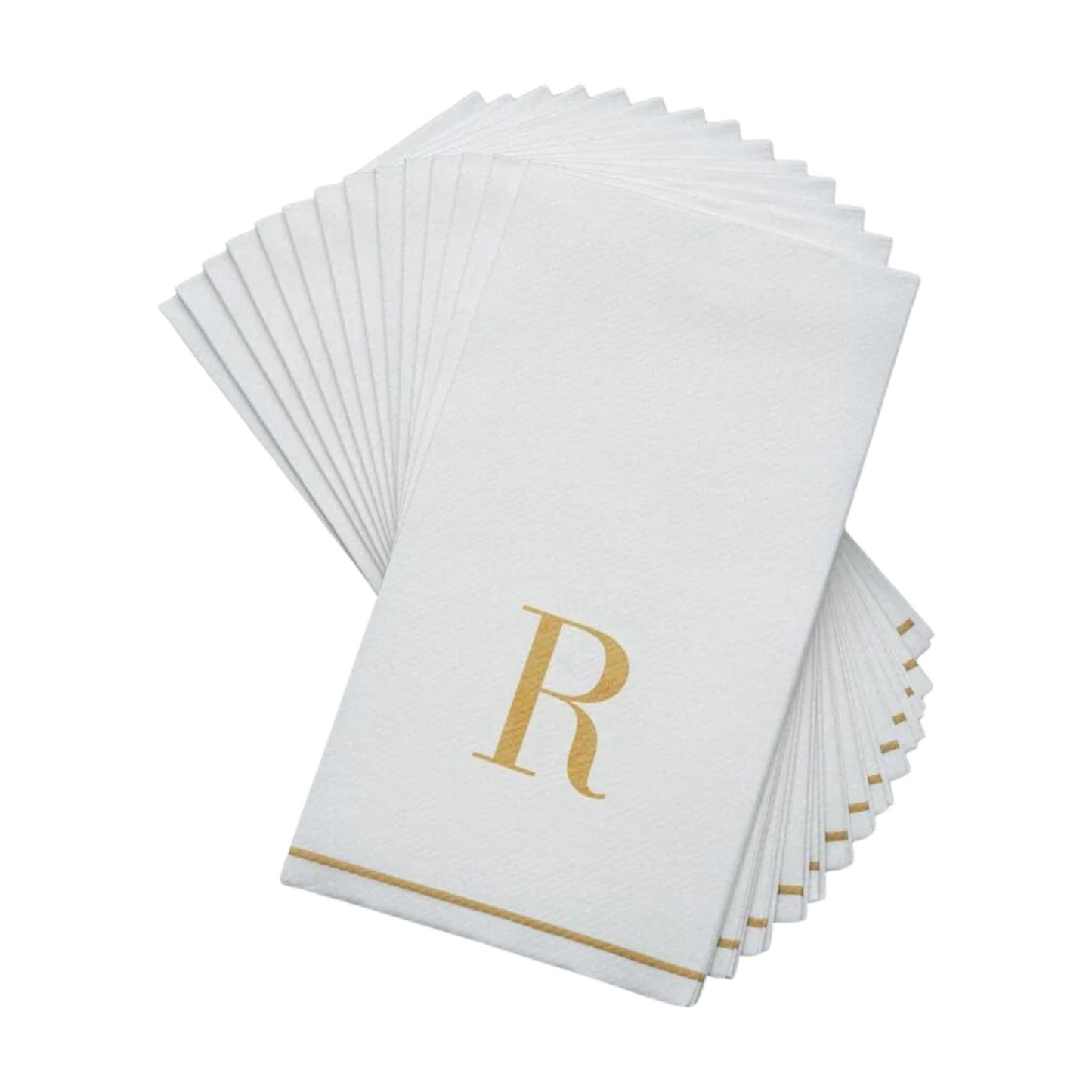 Letter R Gold Monogram Paper Disposable Dinner Napkins | 14 Napkins Napkins Luxe Party NYC   