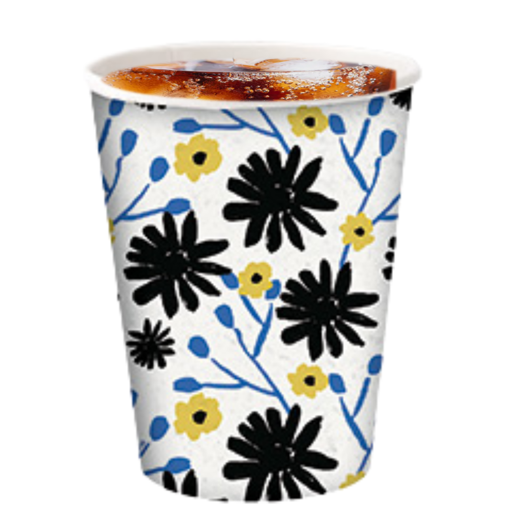 Floral Indigo 12oz Paper Cups Disposable Cups Nicole Home Collection