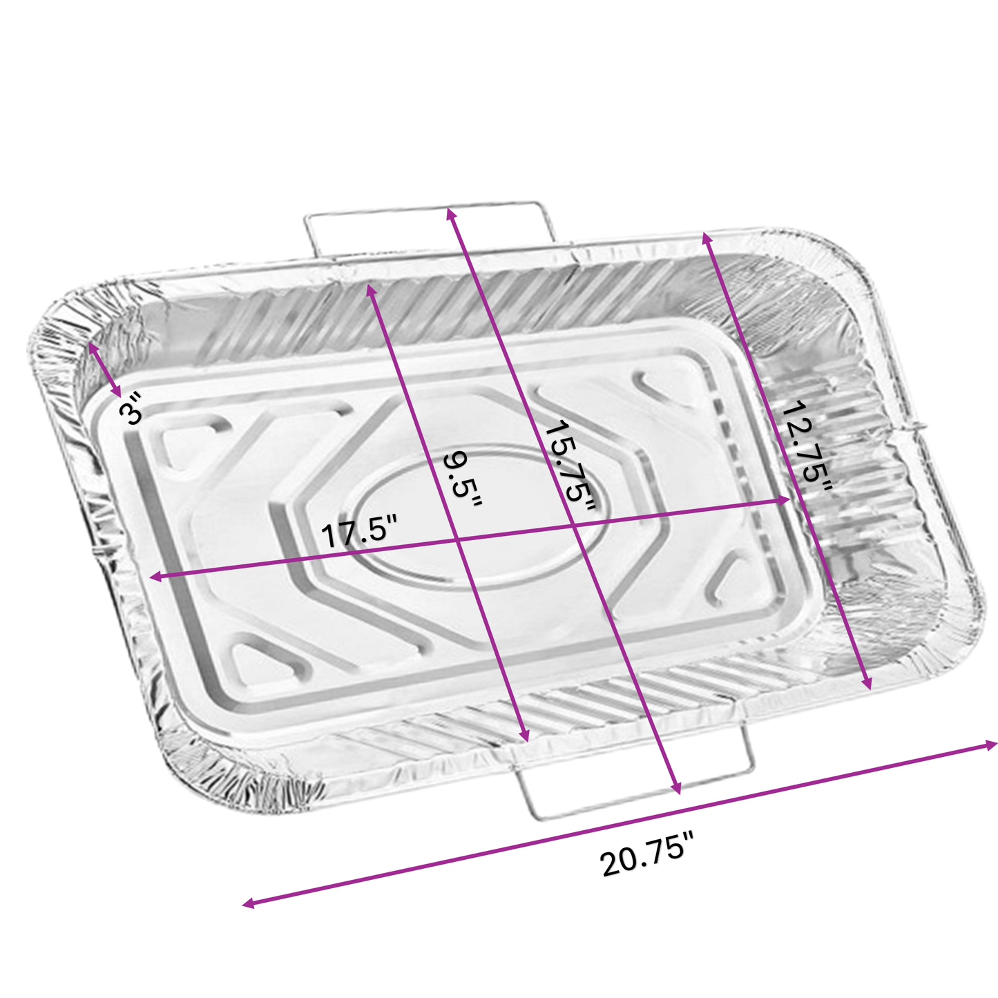 Disposable Aluminum 2.75X12.75X3 inches Full Size Pans with Handle Rack Full Size Pans VeZee