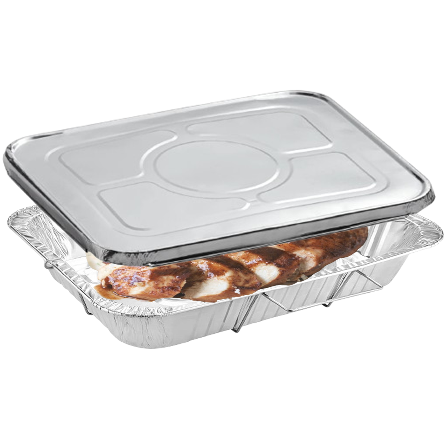 Disposable Aluminum 20.75X12.75X3 inches Full Size Pans with  Handle Rack With Lids Disposable VeZee   