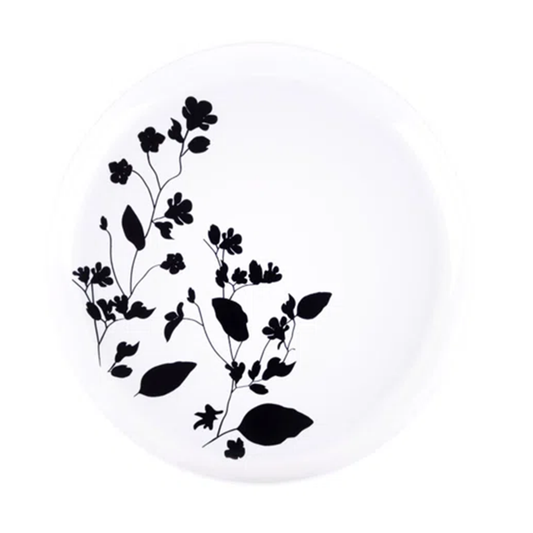 Garden Collection White and Black Round Dinner Plates 6.3" Tablesettings Blue Sky