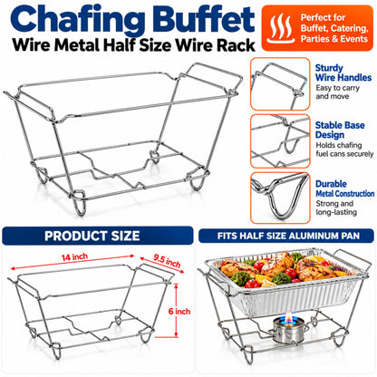 alf Size Chafing Buffet Wire Rack, Metal Chafer Stand for Aluminum Pans, Catering, Parties & Events Disposable chaffing rack VeZee