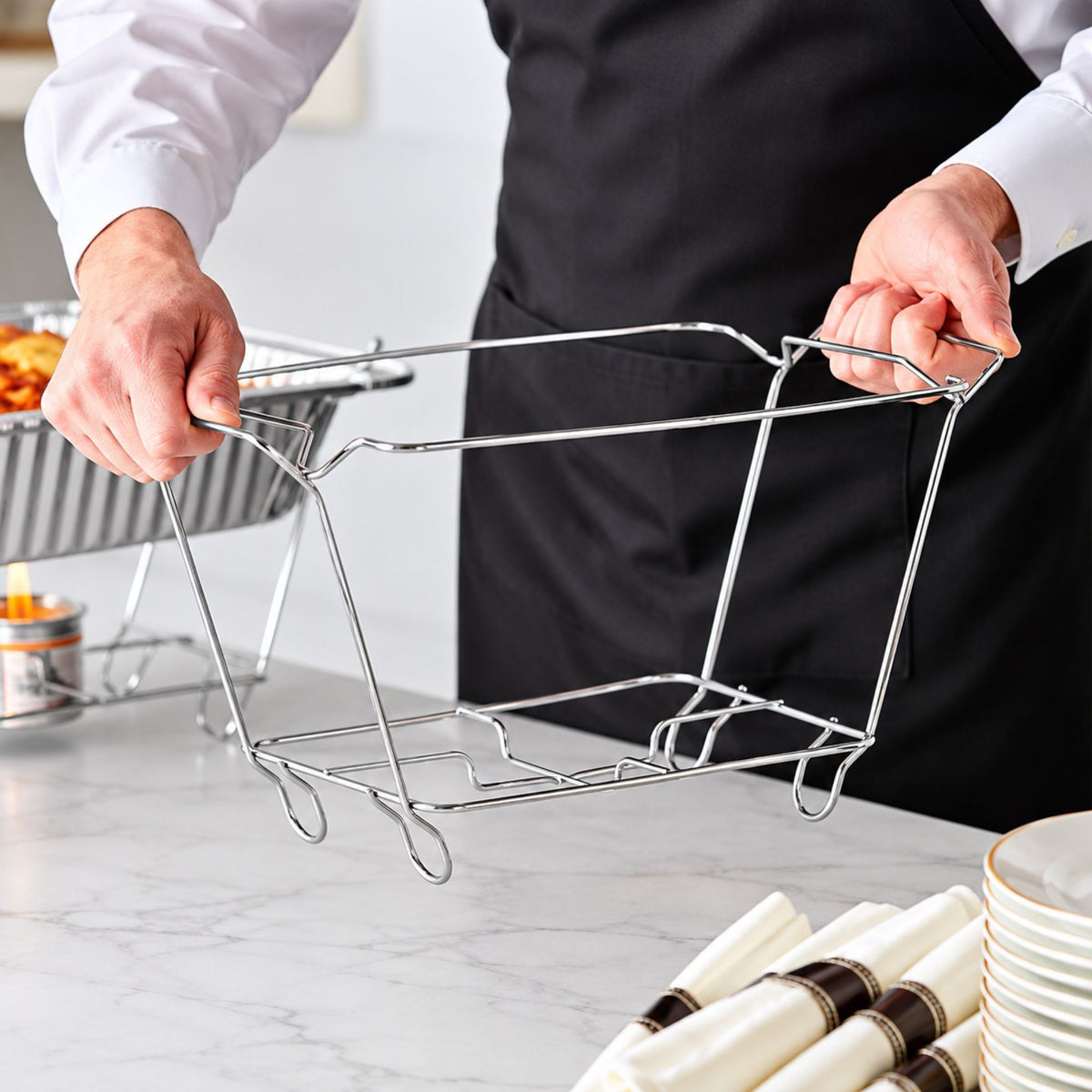 alf Size Chafing Buffet Wire Rack, Metal Chafer Stand for Aluminum Pans, Catering, Parties & Events Disposable chaffing rack VeZee