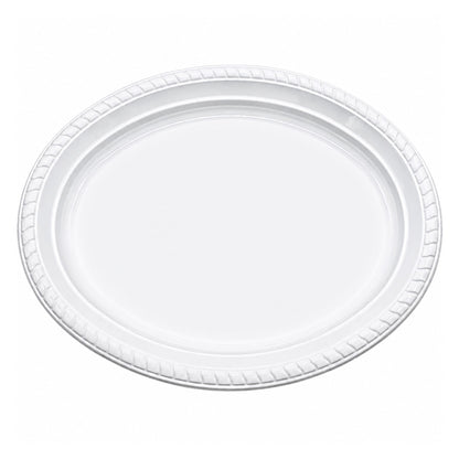 *JUMBO PACK* 12¼"x9¾" White Plastic Disposable Heavy Weight Oval Serving Plate Disposable Plates Hanna K