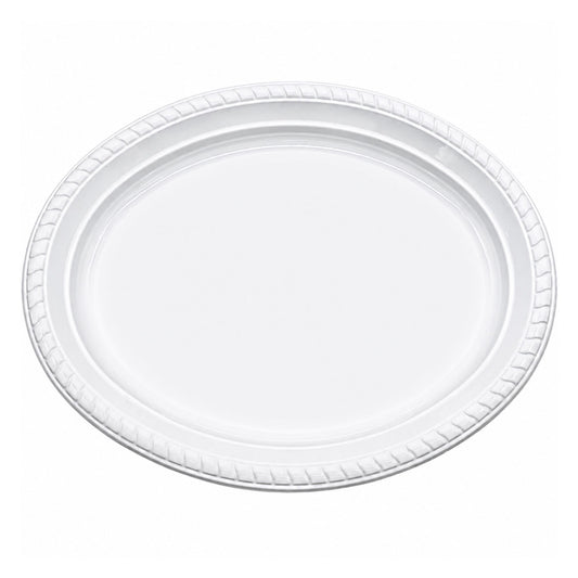 *JUMBO PACK* 12¼"x9¾" White Plastic Disposable Heavy Weight Oval Serving Plate Disposable Plates Hanna K