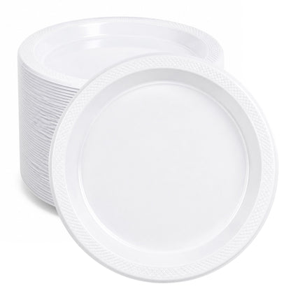 *BUY BULK* 10" Plates White Heavy Weight Plastic Disposable Disposable Plates Hanna K Signature