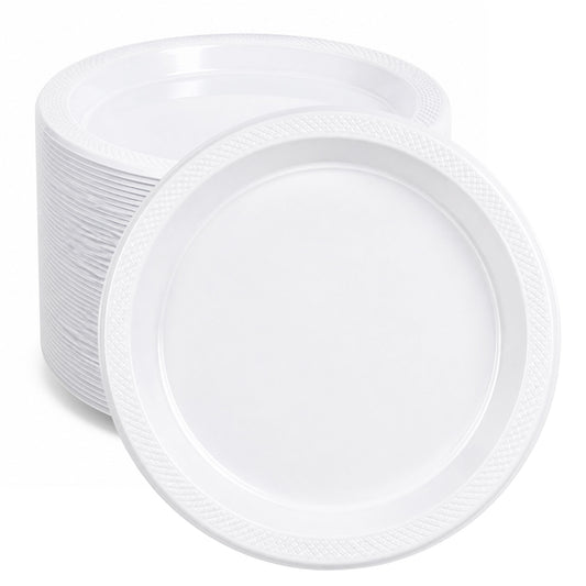 *BUY BULK* 10" Plates White Heavy Weight Plastic Disposable Disposable Plates Hanna K Signature