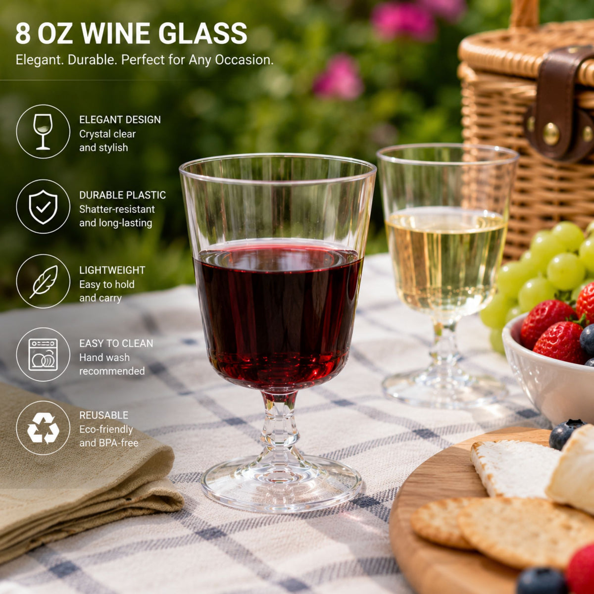 8oz Footed Elegant Plastic Wine Glasses Clear Disposable Party Cups Dispoable Wine Glasses Hanna K Signature