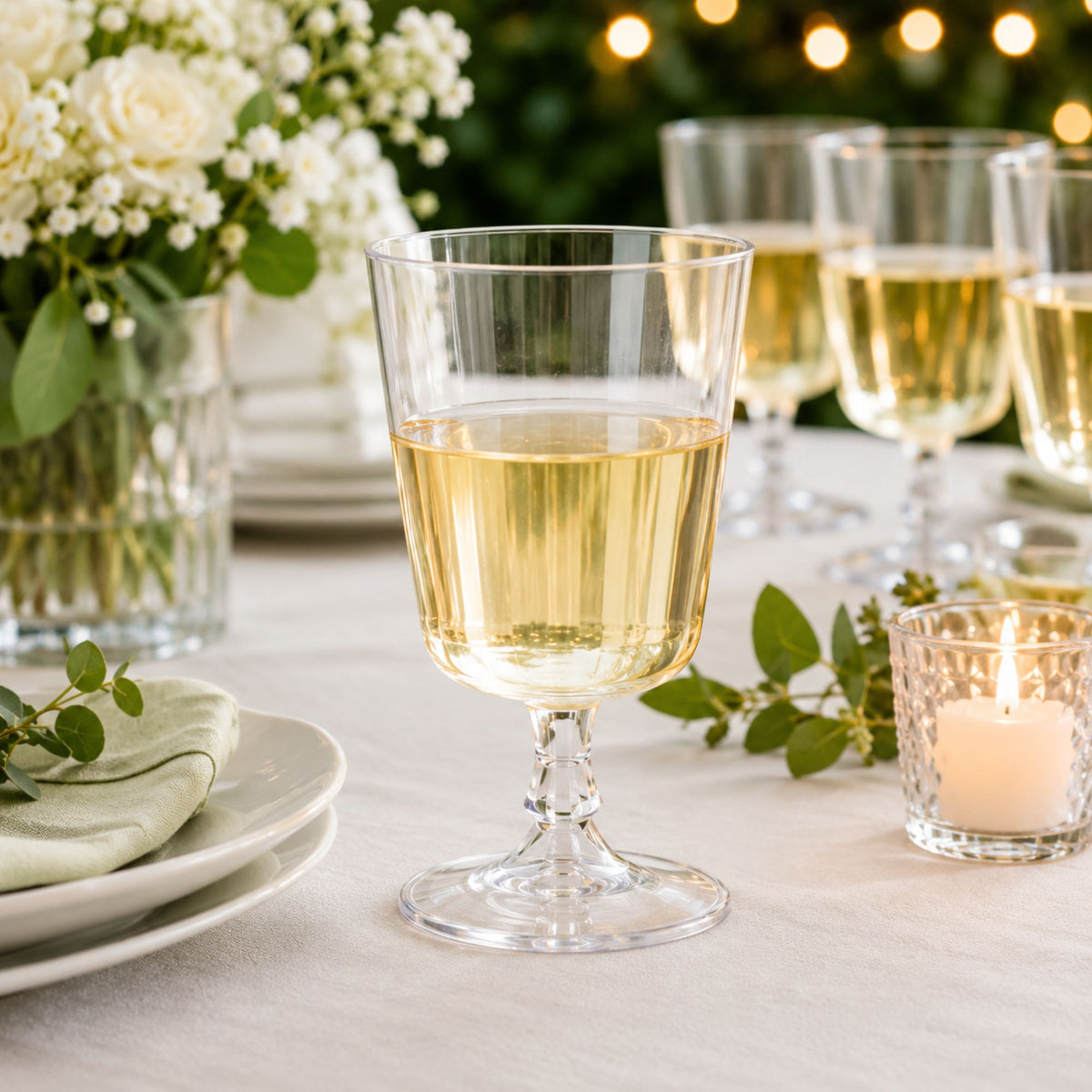 8oz Footed Elegant Plastic Wine Glasses Clear Disposable Party Cups Dispoable Wine Glasses Hanna K Signature
