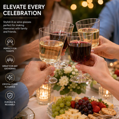 8oz Footed Elegant Plastic Wine Glasses Clear Disposable Party Cups Dispoable Wine Glasses Hanna K Signature