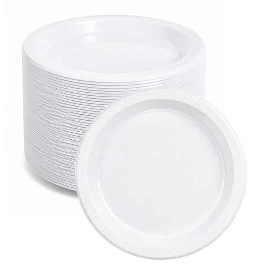 *BUY BULK* 7" Plates White Heavy weight Plastic Disposable Disposable Plates Hanna K Signature