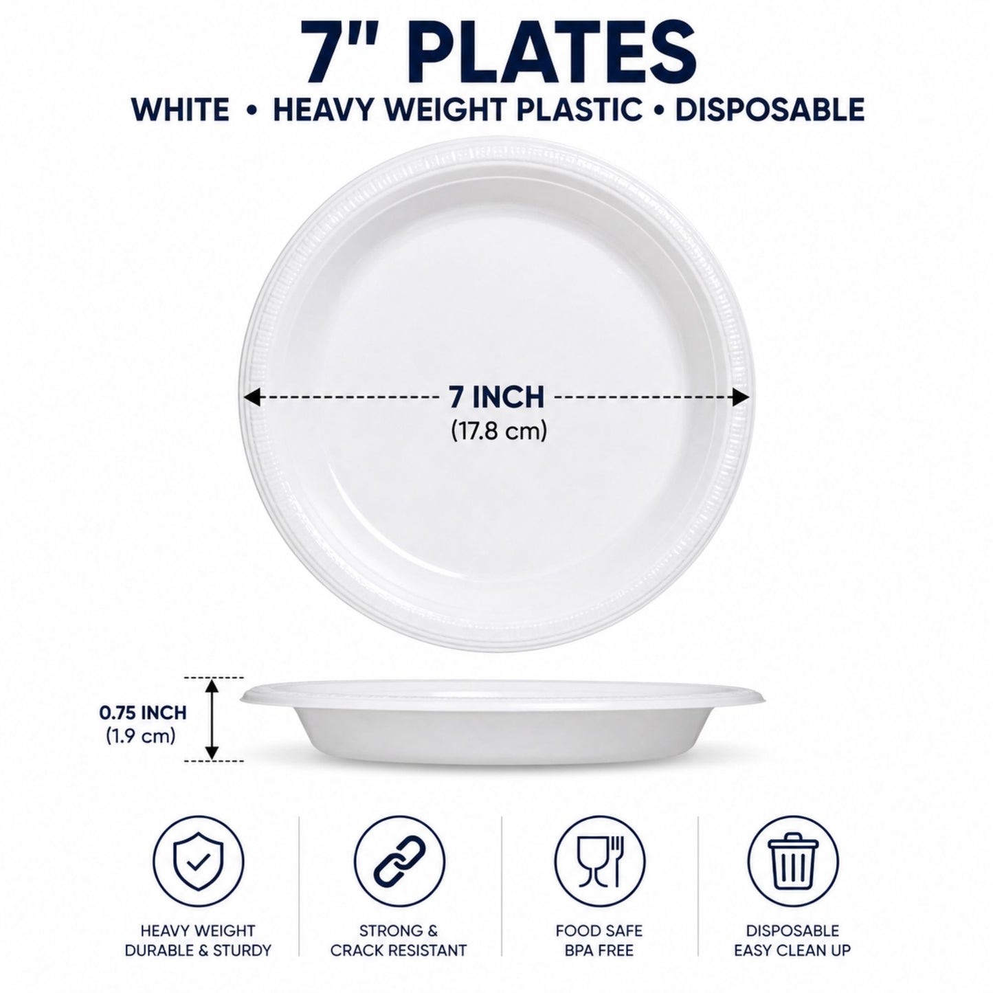 10" & 7" White Disposable Plastic Plates Combo Set Disposable Plates Hanna K Signature