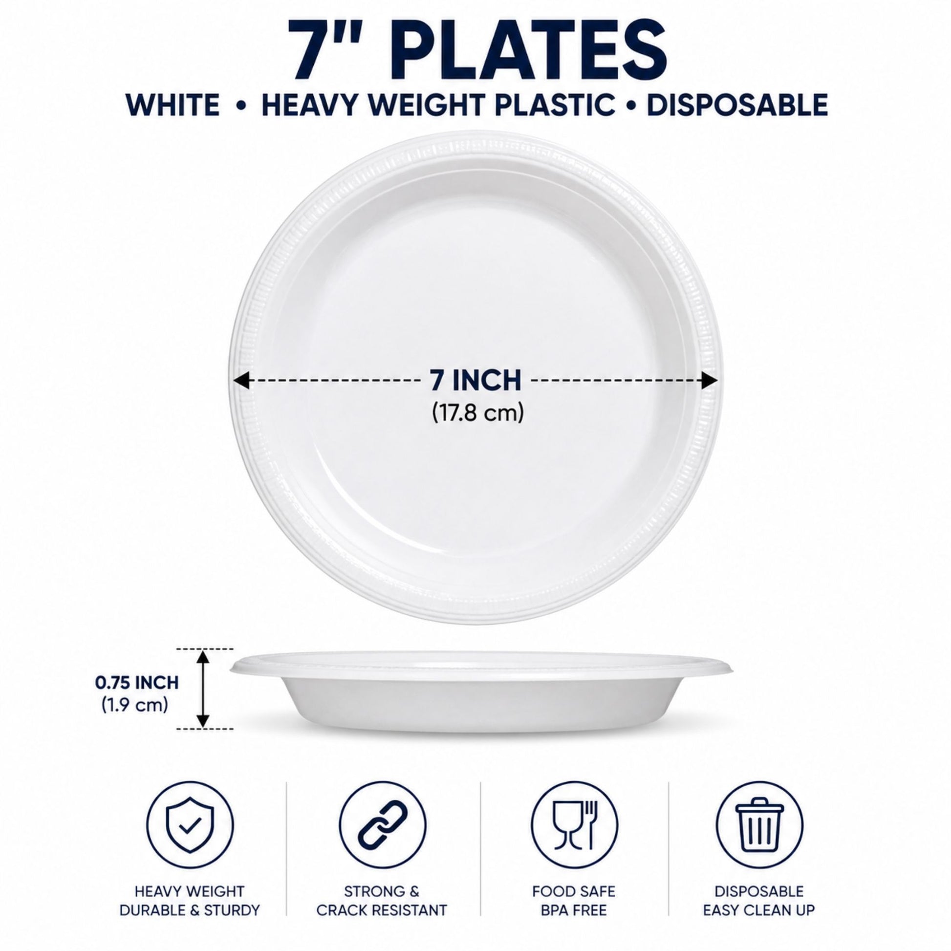 10" & 7" White Disposable Plastic Plates Combo Set Disposable Plates Hanna K Signature