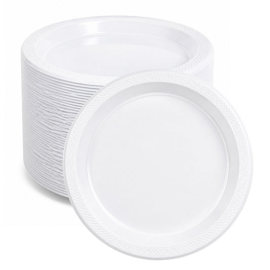 *BUY BULK* 9" White Heavy Weight plastic Plates Disposable Disposable Plates Hanna K Signature