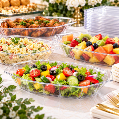 Hanna K. 15 oz Clear Plastic Buffet Serving Boat, Disposable Food Dish Serverware Hanna K