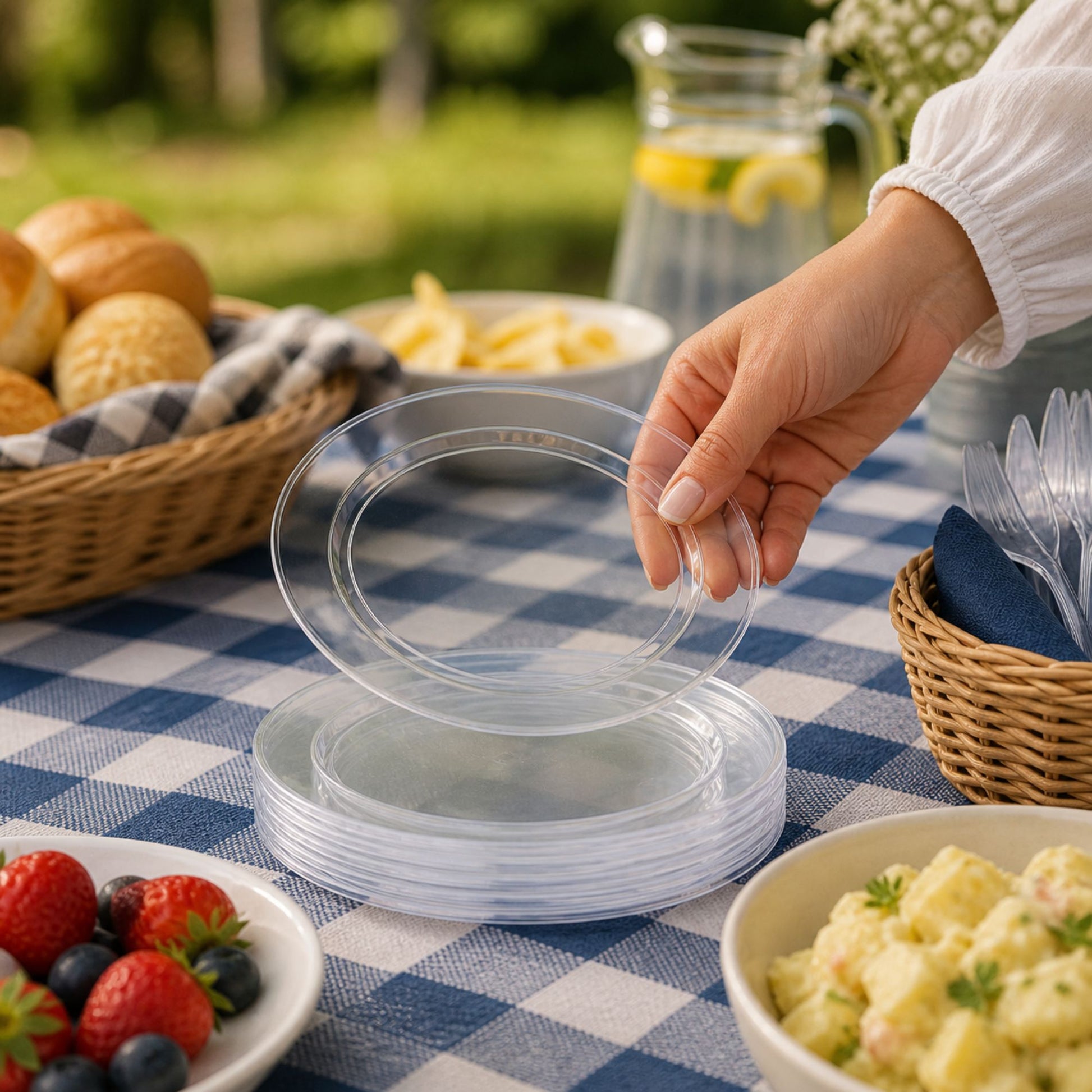 *JUMBO PACK* 9" Buffet Plate Clear Heavy Weight Plastic Disposable Plates Hanna K Signature