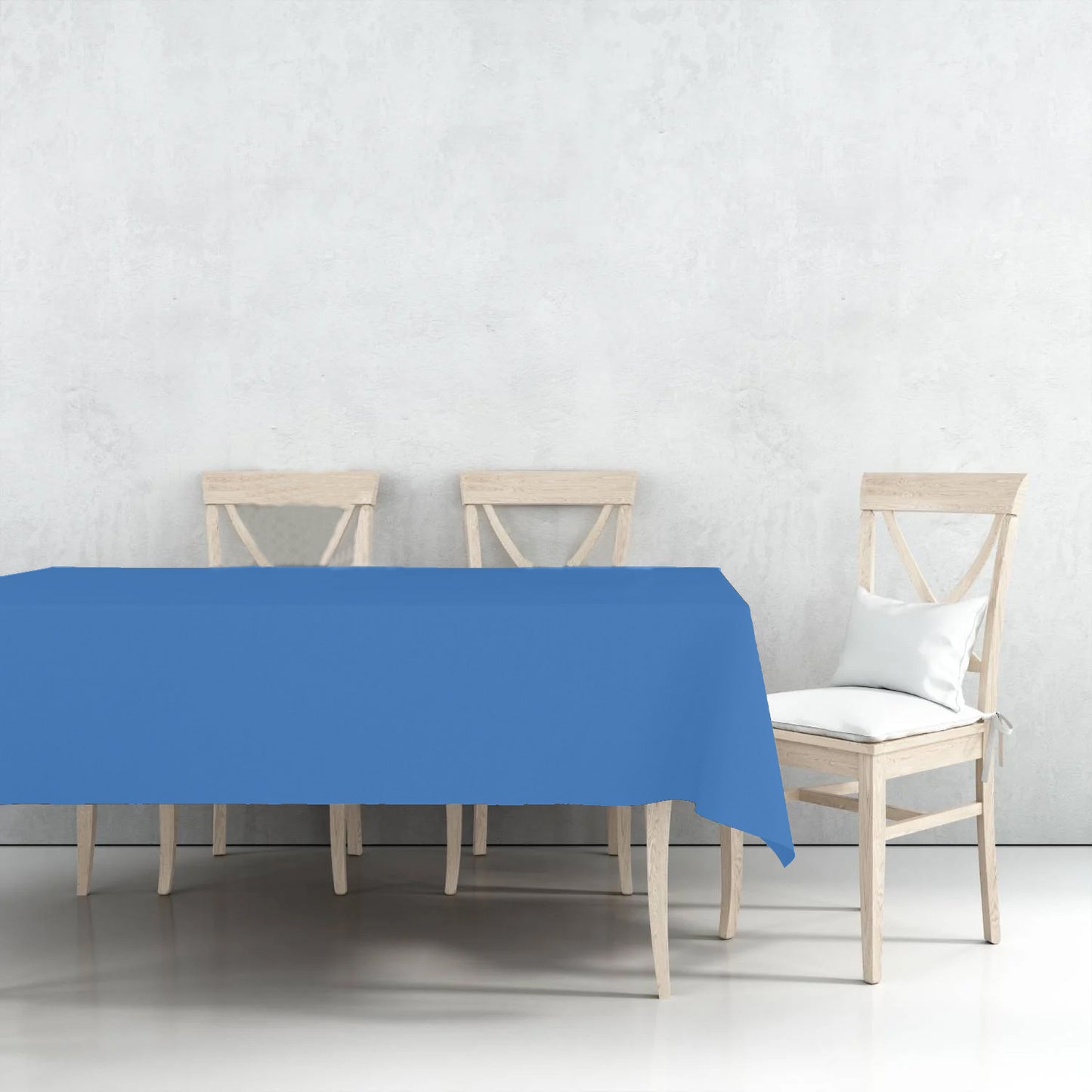 Disposable Plastic Premium Tablecloth Heavyweight Rectangle Medium Blue 54" x 108" Tablesettings Nicole Fantini Collection   