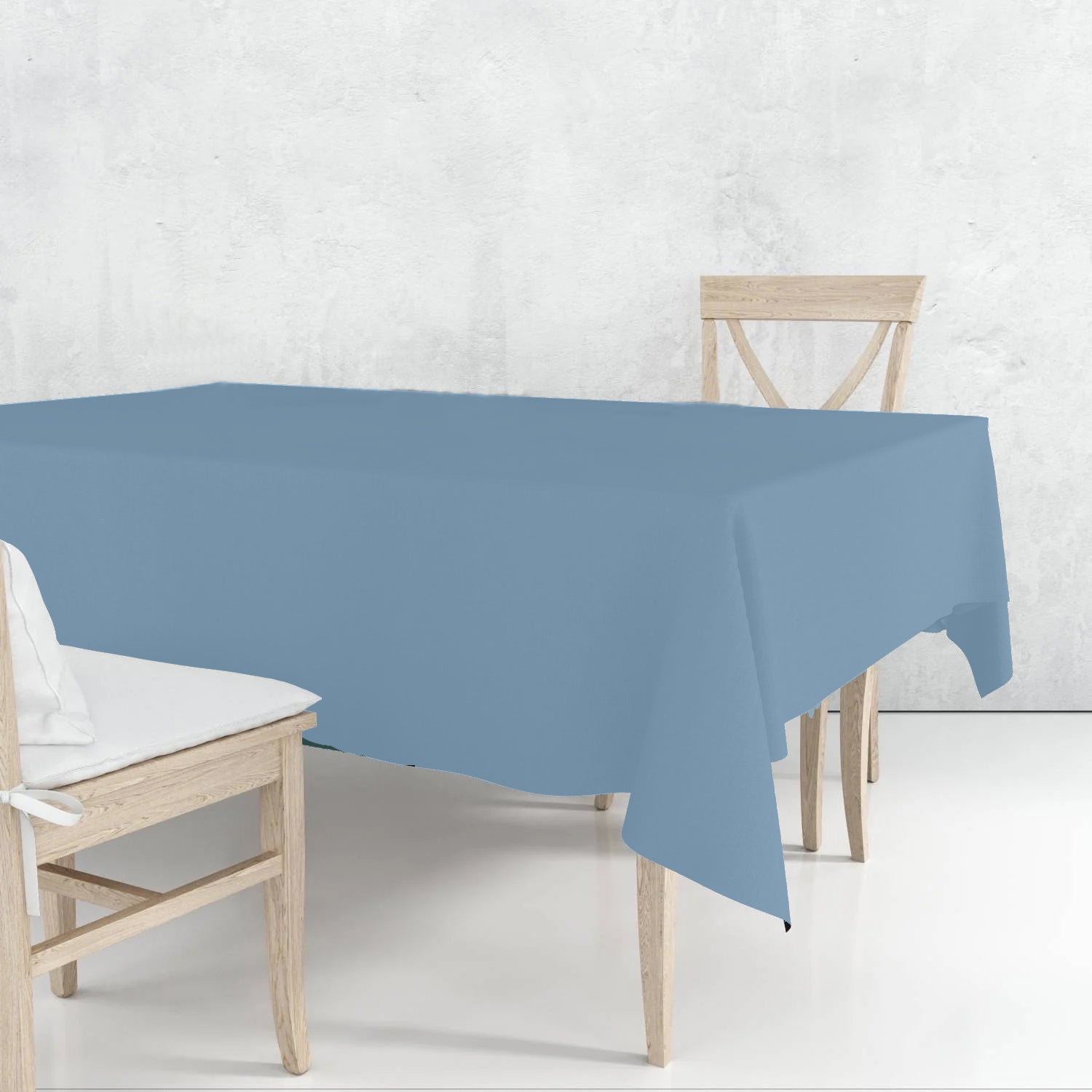Disposable Plastic Premium Tablecloth Heavyweight Rectangle Light Blue 54" x 108" Tablesettings Nicole Fantini Collection   