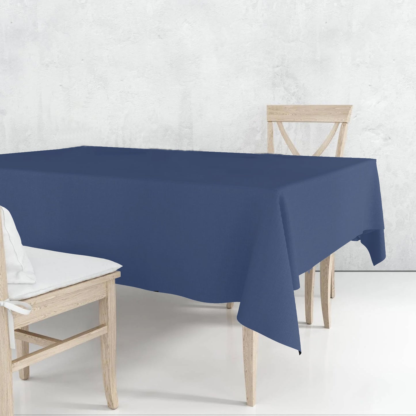 Disposable Plastic Premium Tablecloth Heavyweight Rectangle Blue 54" x 108" Tablesettings Nicole Fantini Collection   
