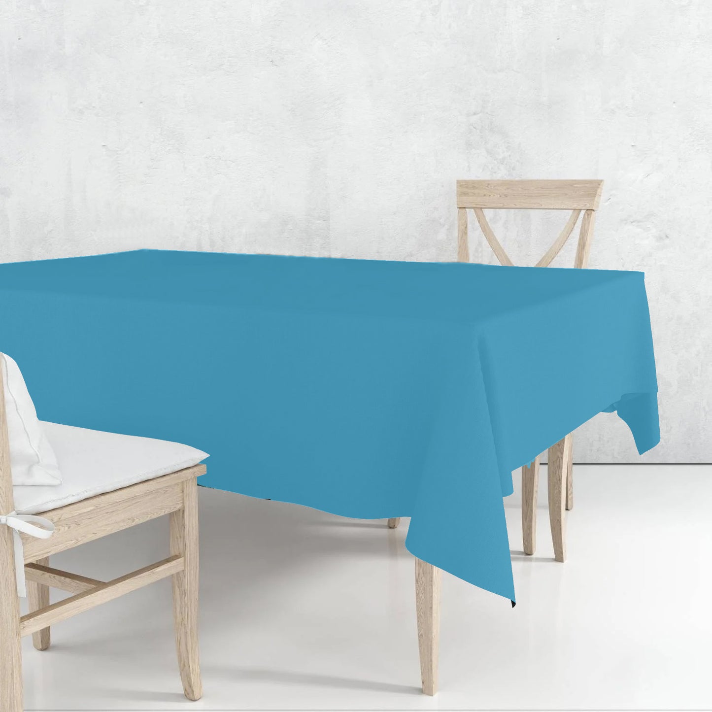 Disposable Plastic Premium Tablecloth Heavyweight Rectangle Island Blue 54" x 108" Tablesettings Nicole Fantini Collection   