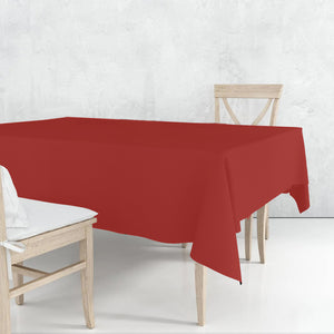 Disposable Plastic Premium Tablecloth Heavyweight Rectangle Red 54" x 108" Tablesettings Nicole Fantini Collection   