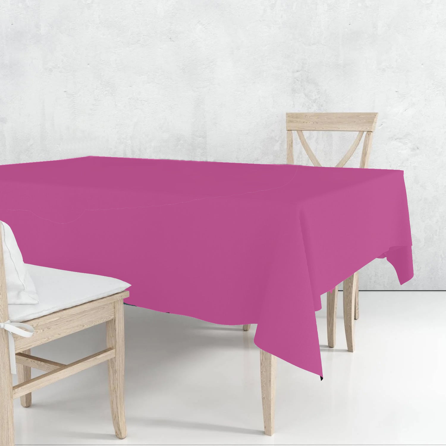 Disposable Plastic Premium Tablecloth Heavyweight Rectangle Hot Pink 54" x 108" Tablesettings Nicole Fantini Collection   