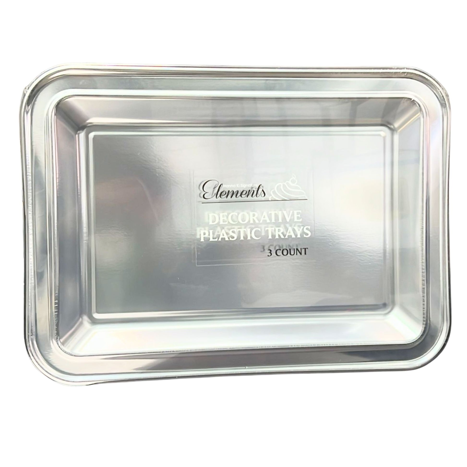 17.75X12.75 Silver Rectangle Metallic Serving Disposable Plastic Tray, Tray King Zak