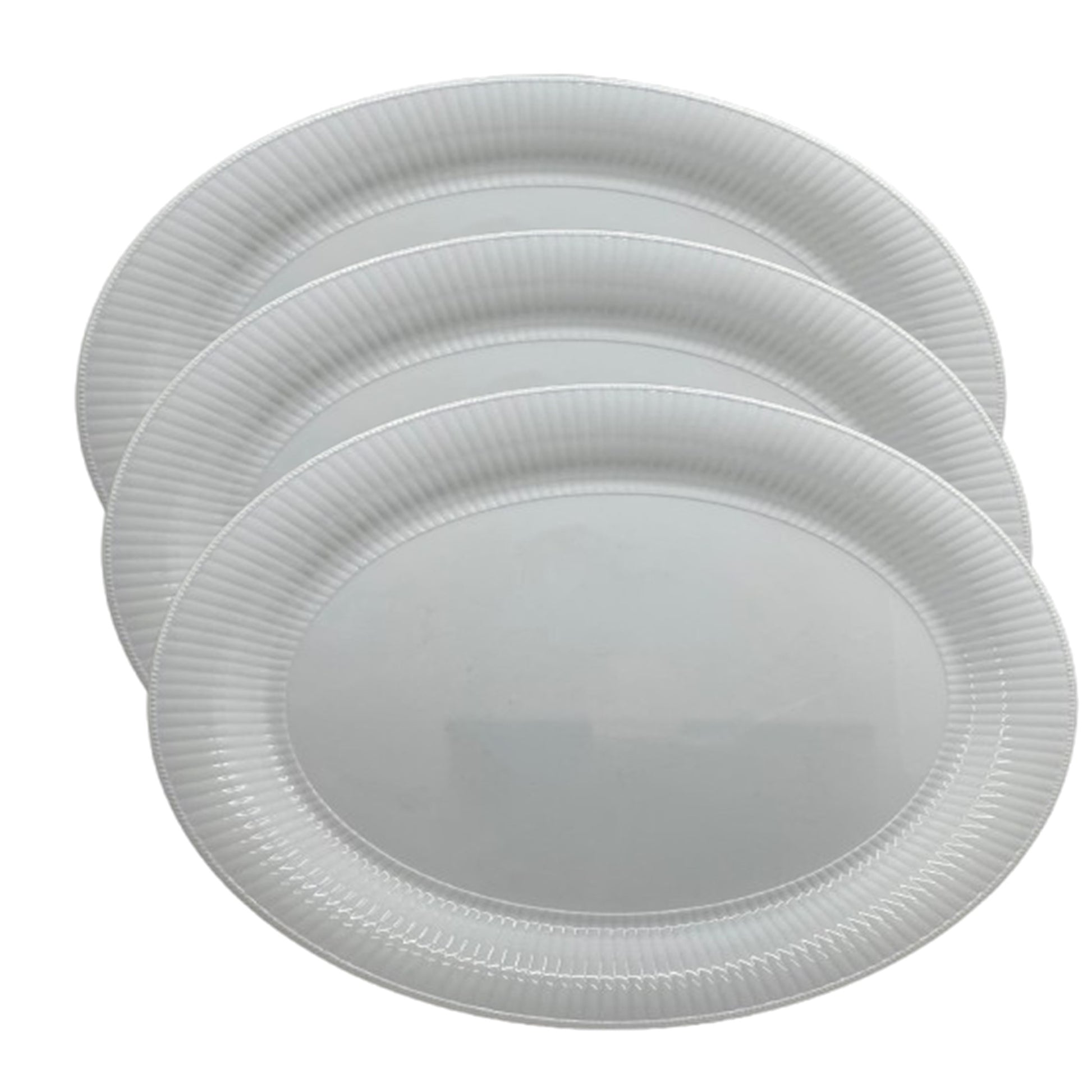 Oval Plastic Tray White 18.5'' X 14.25'' Serverware Hanna K Signature   