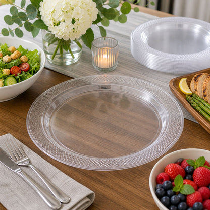 *BUY BULK* 10" Plates Clear Heavy Weight Plastic Disposable Disposable Plates Hanna K