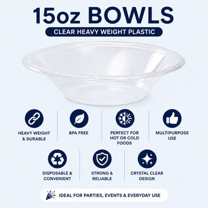 15oz Bowls Clear Heavy Weight Plastic Bowls Hanna K Signature
