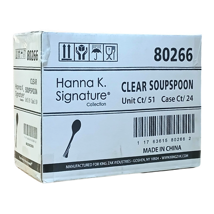 *WHOLESALE* Hanna K. Signature Heavyweight Plastic Soupspoon Clear: 1224CT Cutlery Hanna K Signature