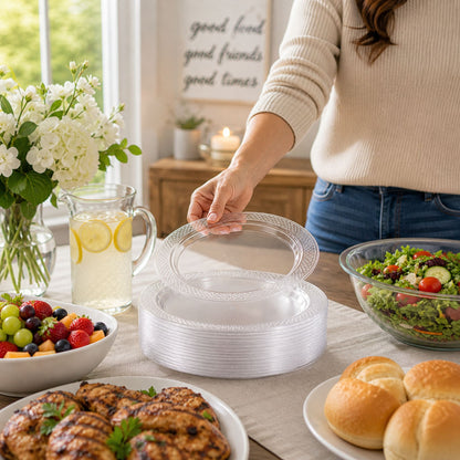 *BUY BULK * 7" Plates Clear Heavyweight Plastic Disposable Disposable Plates Hanna K Signature