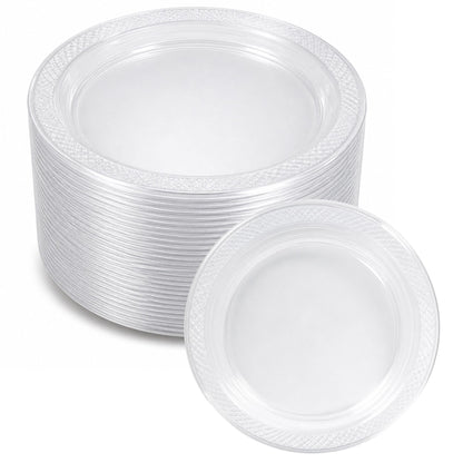 *BUY BULK * 7" Plates Clear Heavyweight Plastic Disposable Disposable Plates Hanna K Signature