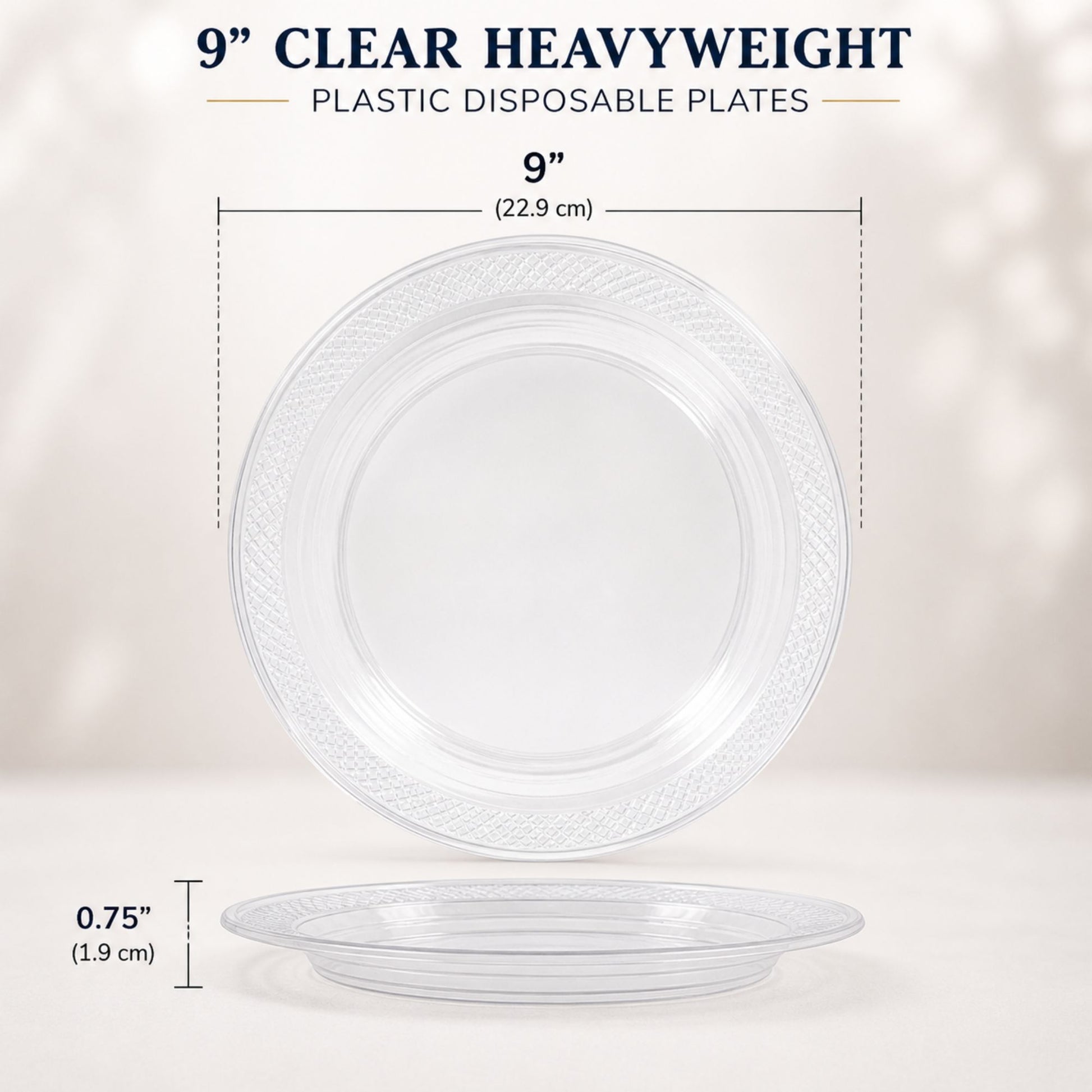 *BUY BULK* 9" Plates Clear Heavyweight Plastic Disposable Disposable Plates Hanna K Signature