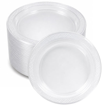 *BUY BULK* 9" Plates Clear Heavyweight Plastic Disposable Disposable Plates Hanna K Signature