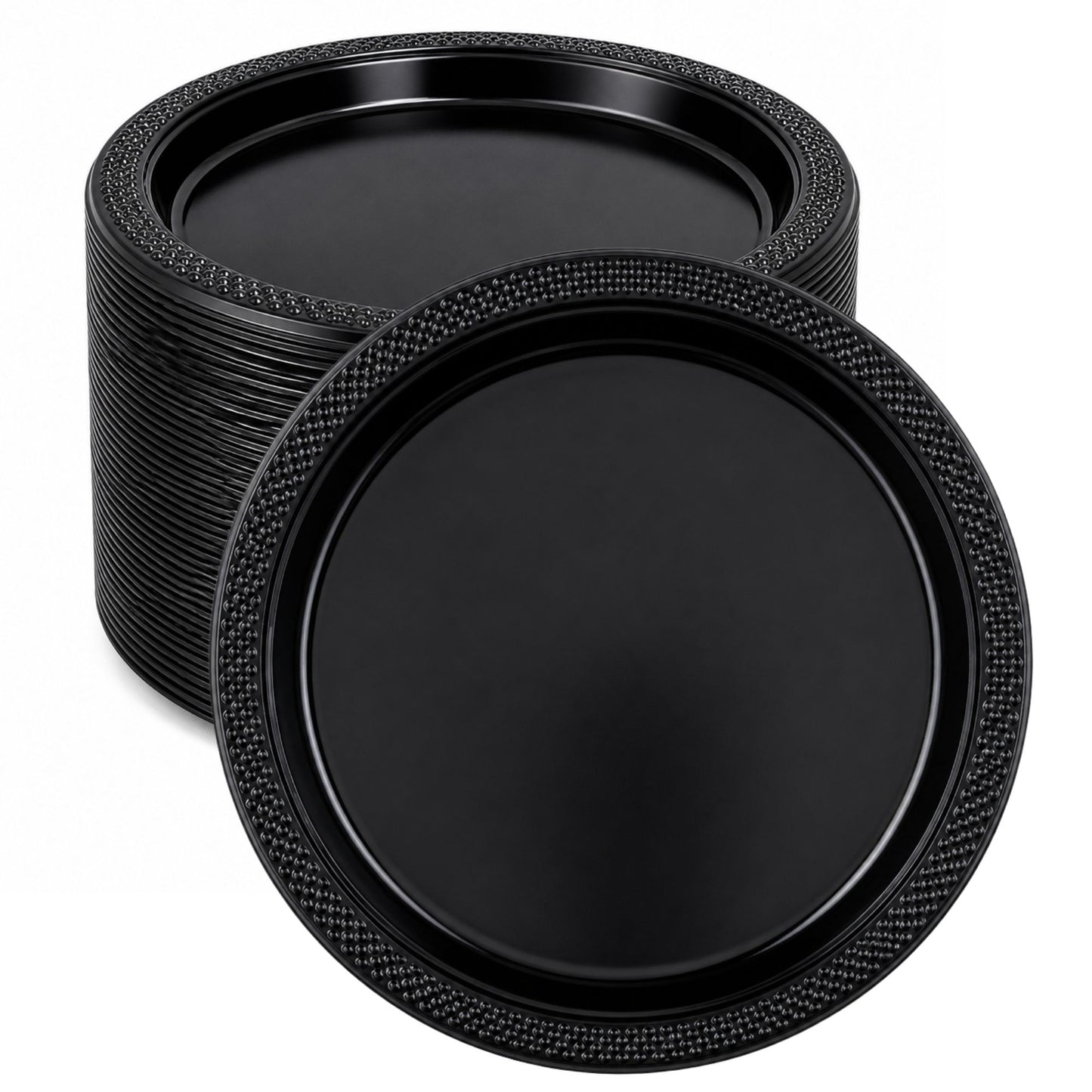 *BUY BULK* 10" Black Plates Disposable Plastic Disposable Plates Hanna K Signature
