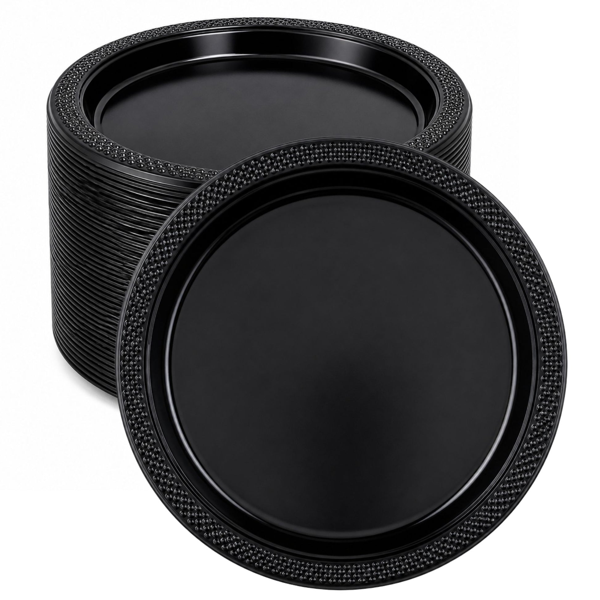 *BUY BULK* 10" Black Plates Disposable Plastic Disposable Plates Hanna K Signature