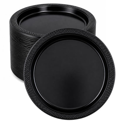 *BUY BULK* 10" Black Plates Disposable Plastic Disposable Plates Hanna K Signature