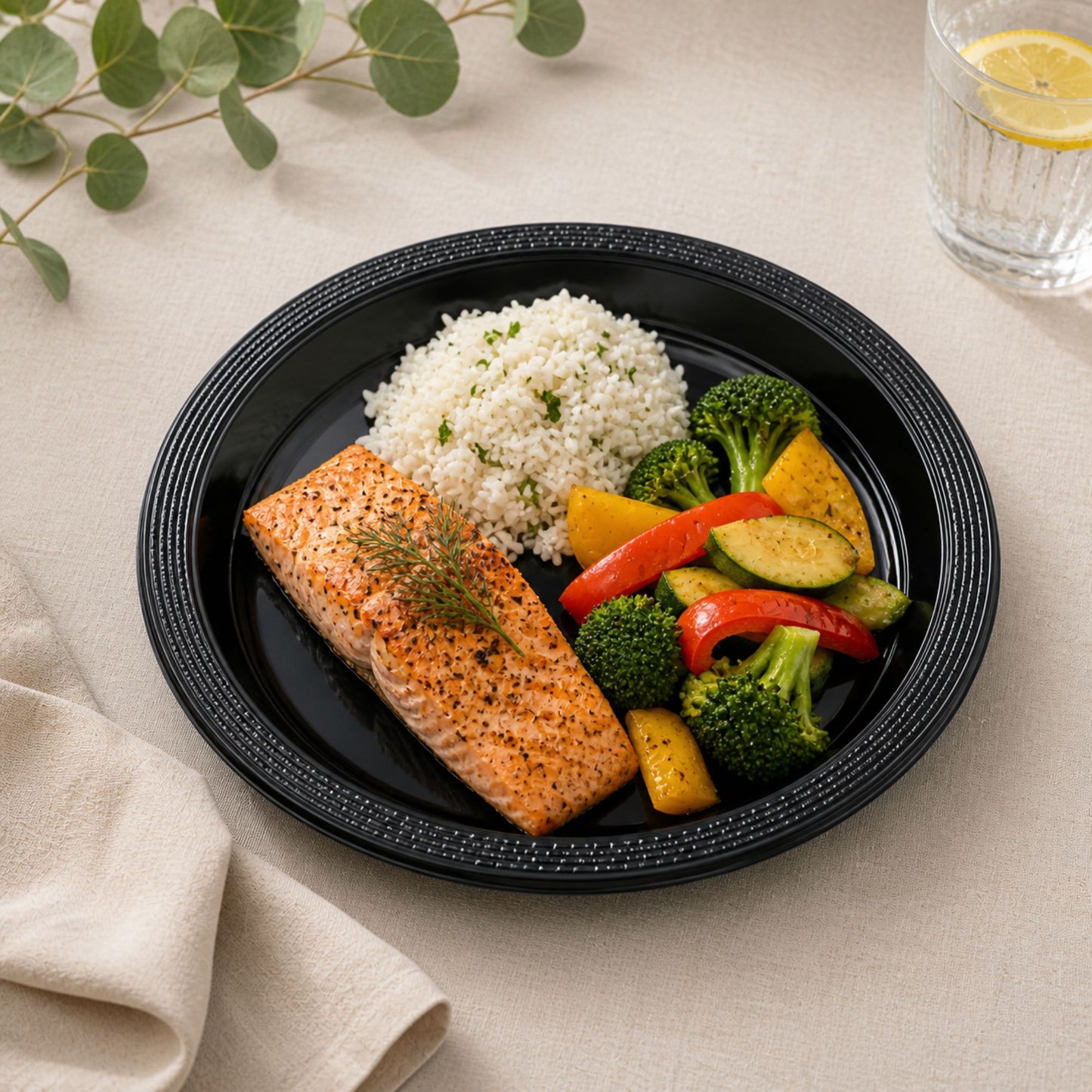 *BUY BULK* 10" Black Plates Disposable Plastic Disposable Plates Hanna K Signature