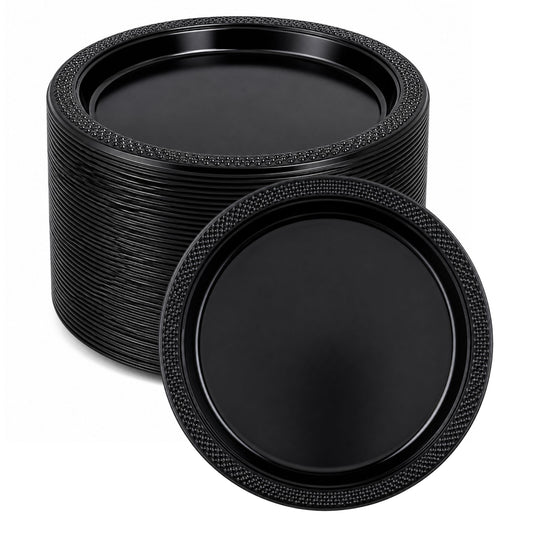 *BUY BULK* 7" Black Plates Disposable Plastic Disposable Plates Hanna K Signature