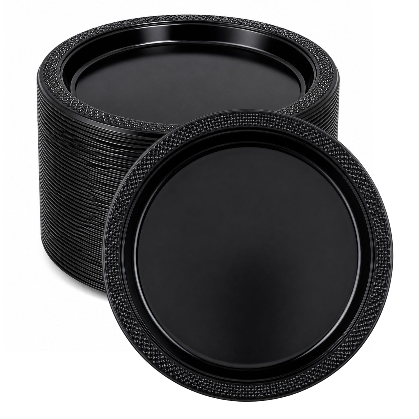 *BUY BULK* 9" Black Plastic Plate Disposable Disposable Plates Hanna K Signature