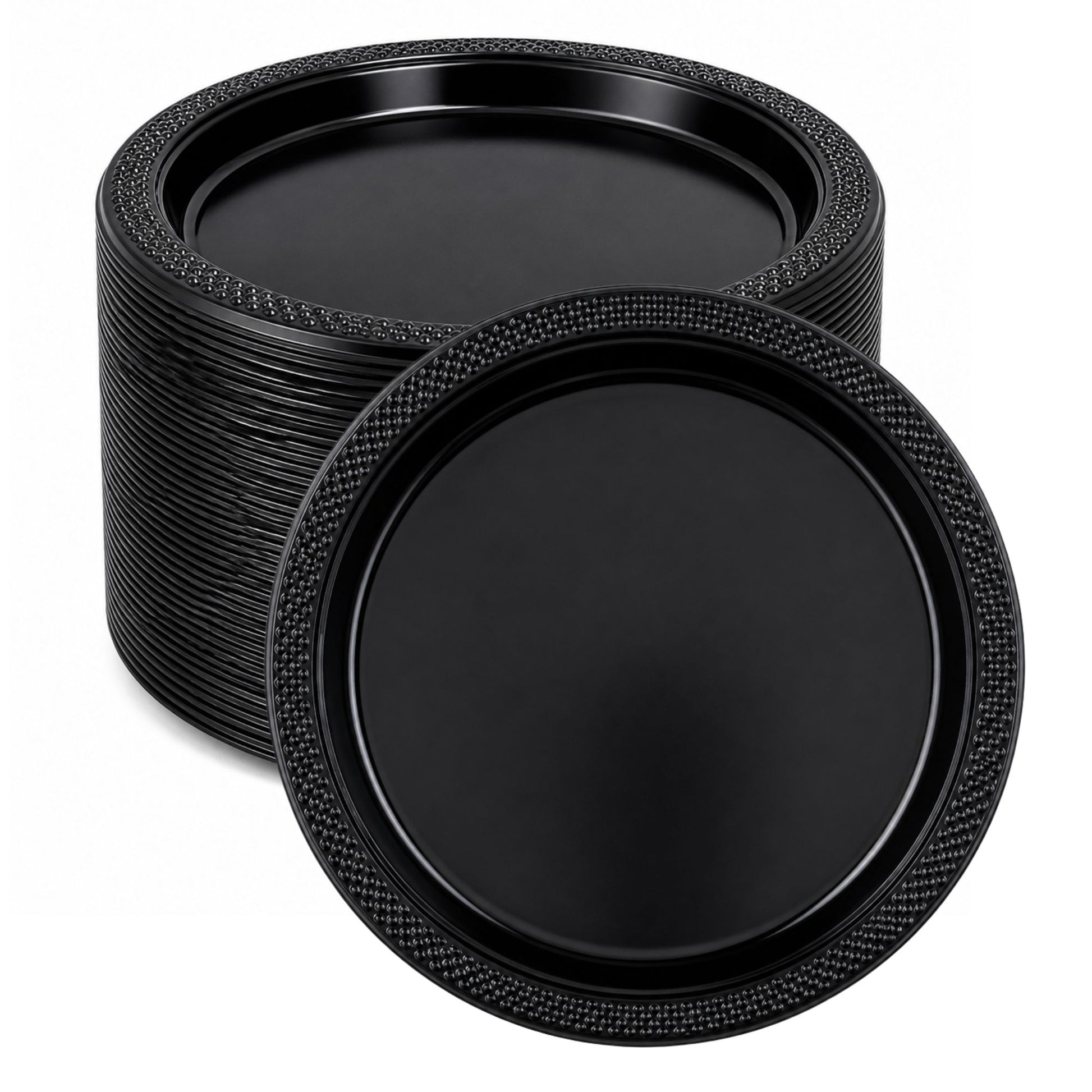 *BUY BULK* 9" Black Plastic Plate Disposable Disposable Plates Hanna K Signature