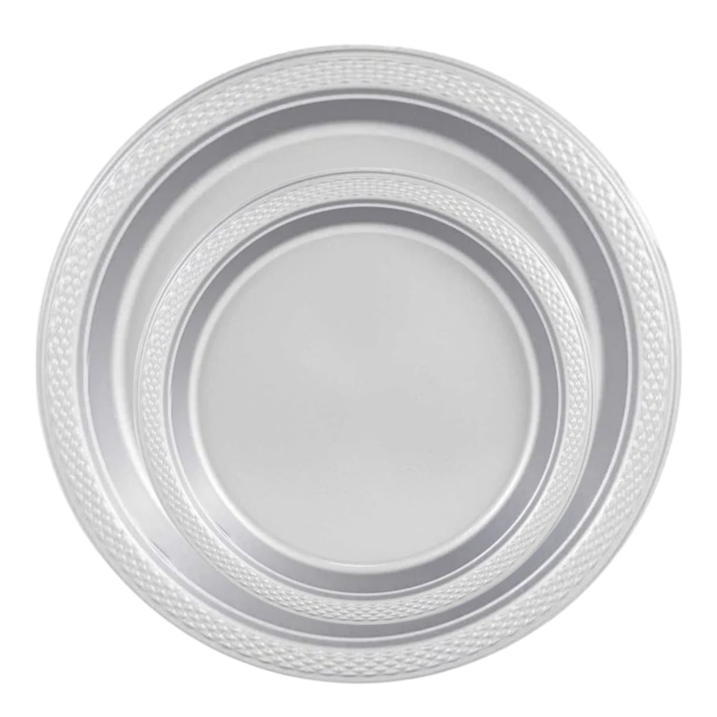 10" & 7" Silver Disposable Plastic Plates Combo Set Disposable Plates Hanna K Signature