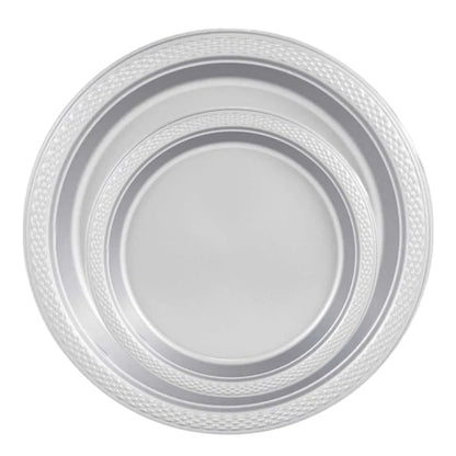 10" & 7" Silver Disposable Plastic Plates Combo Set Disposable Plates Hanna K Signature