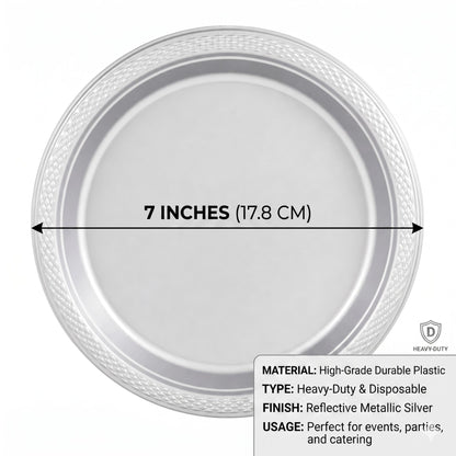 10" & 7" Silver Disposable Plastic Plates Combo Set Disposable Plates Hanna K Signature