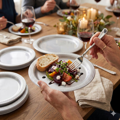 10" & 7" Silver Disposable Plastic Plates Combo Set Disposable Plates Hanna K Signature