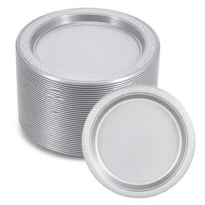 *BUY BULK* 7" Plates Silver Disposable Plastic Disposable Plates Hanna K