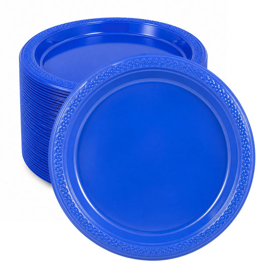 *BUY BULK* 10" Blue Plate Disposable Plastic Disposable Plates Hanna K Signature